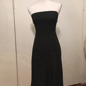 Charlotte Russe Black Strapless Polka Dot Midi Dress